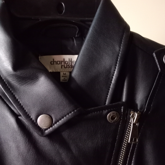 Charlotte Russe Black Faux Leather Zip Moto Jacket - Picture 1 of 7